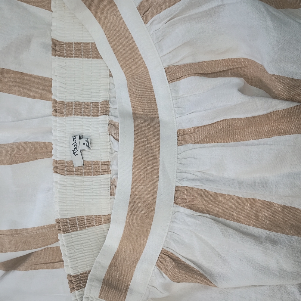 Madewell Beige and White Striped A-Line Skirt - Picture 2 of 8